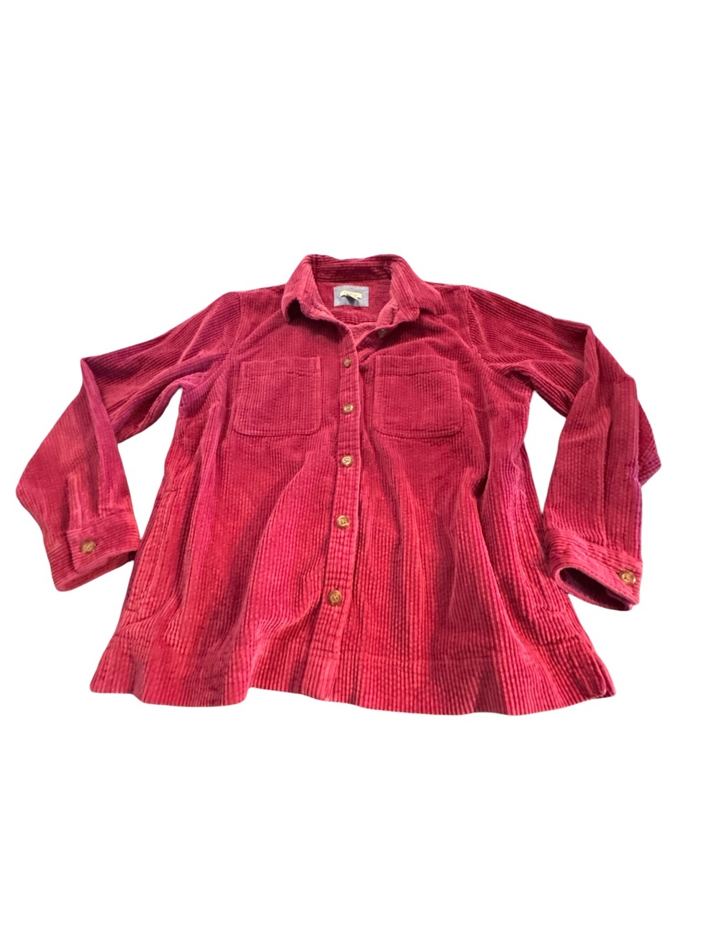 L.L. Bean Corduroy Shacket Button Front Oversized Shirt Medium Petite Magenta
